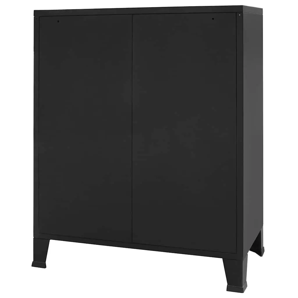 Storage Cabinet 4 Drawer Industrial Style Black Sheet Metal Dresser