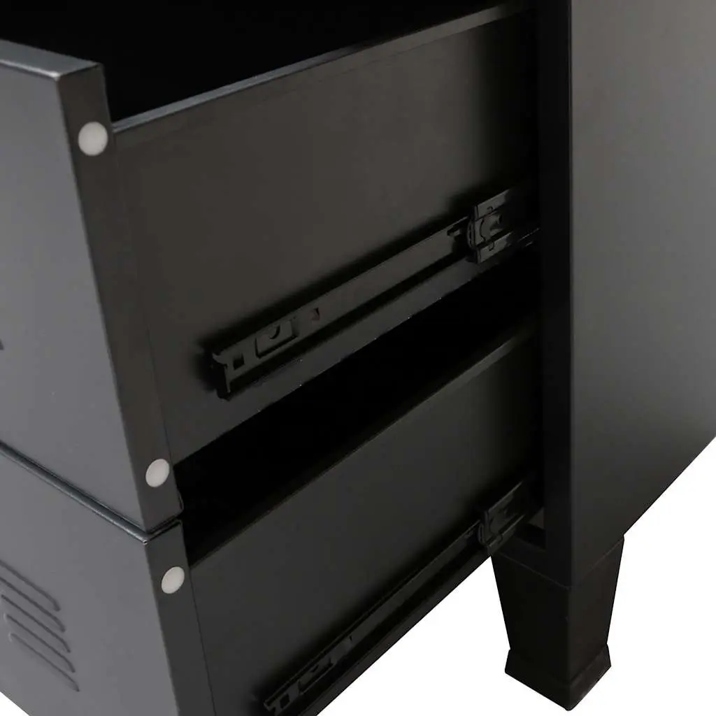 Storage Cabinet 4 Drawer Industrial Style Black Sheet Metal Dresser