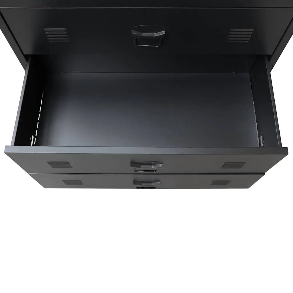 Storage Cabinet 4 Drawer Industrial Style Black Sheet Metal Dresser
