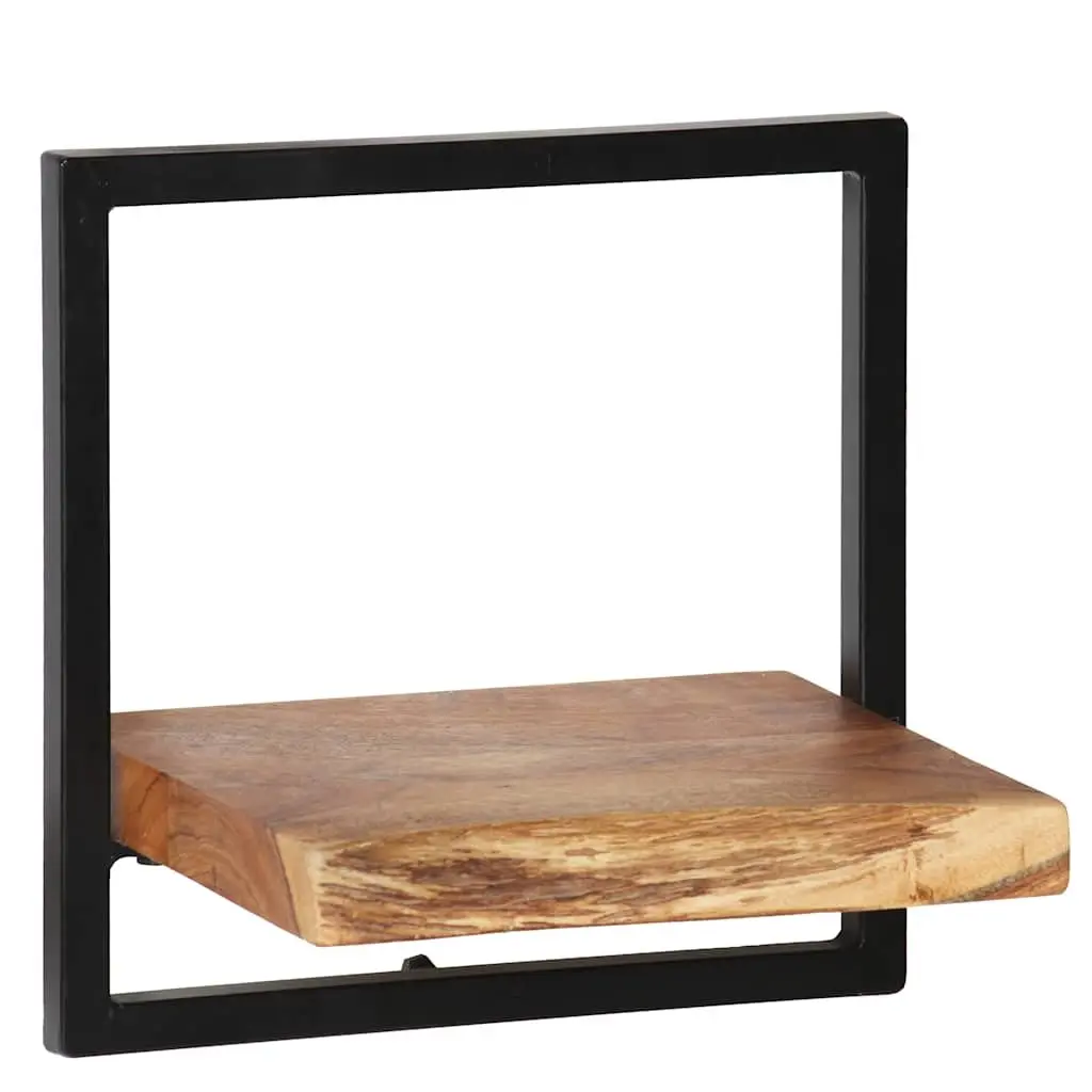 Wall Shelf Set Retro Acacia Wood Steel Frame 5 Piece Brown
