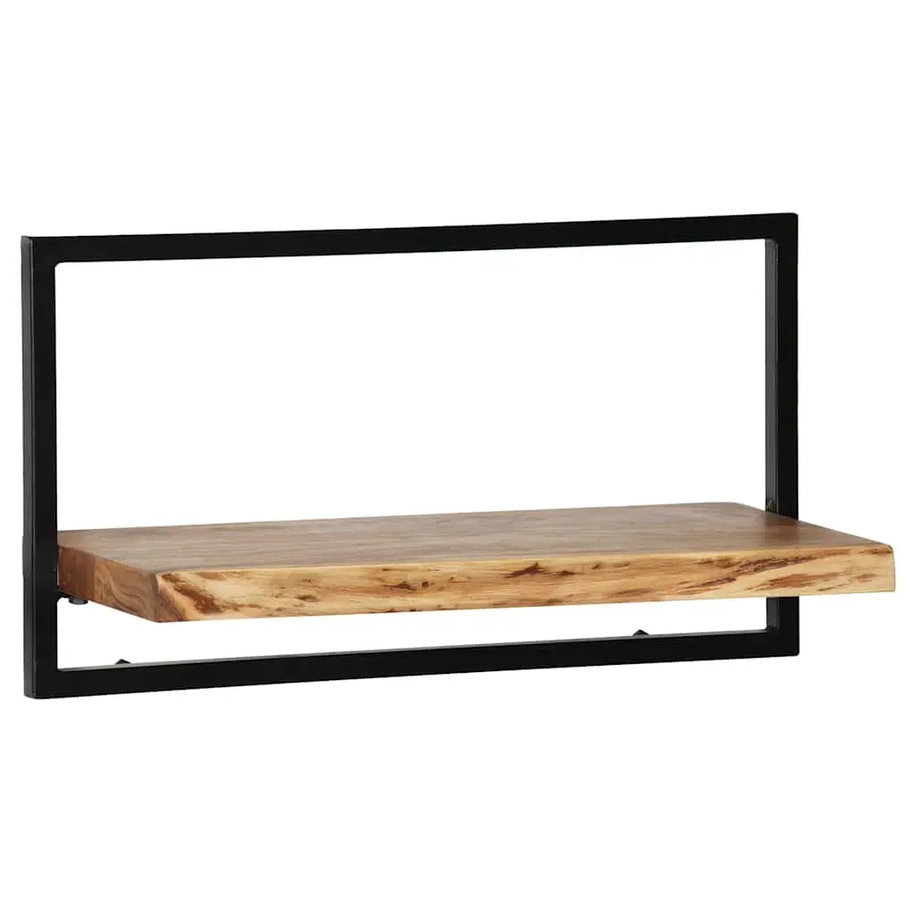 Wall Shelf Set Retro Acacia Wood Steel Frame 5 Piece Brown