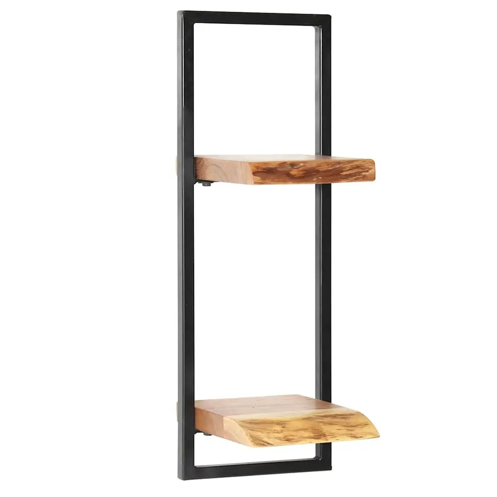 Wall Shelf Set Retro Acacia Wood Steel Frame 5 Piece Brown