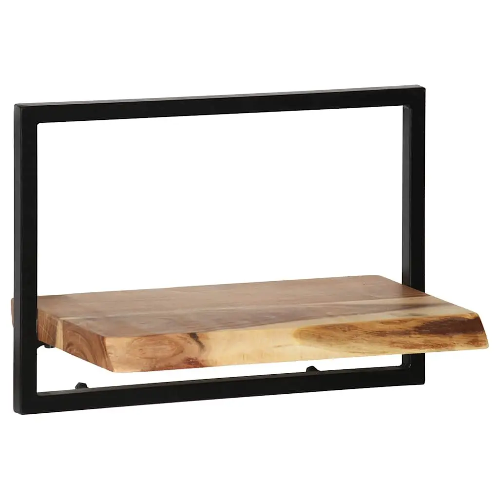 Wall Shelf Set Retro Acacia Wood Steel Frame 5 Piece Brown