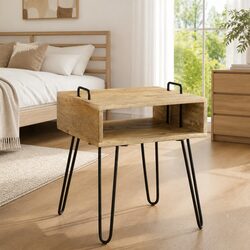 Brown Solid Wood Bedside Table 40x34x47 cm