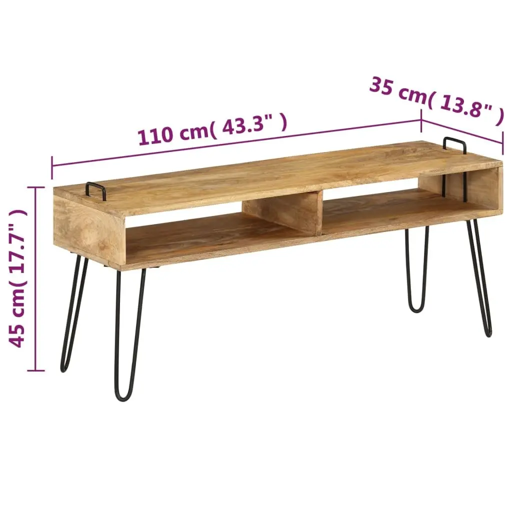 Solid Mango Wood TV Stand with Steel Frames