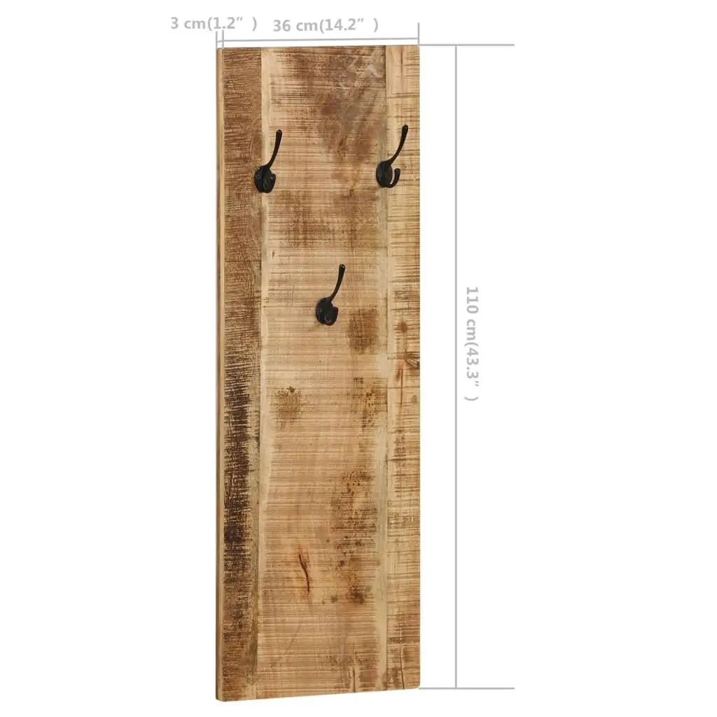 Wall-Mounted Coat Rack Set of 2 in Solid Mango Wood