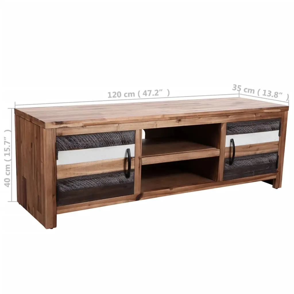 TV Cabinet Solid Acacia Wood 120 x 35 x 40 cm Storage Unit Living Room Bedroom Lowboard