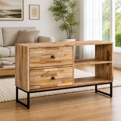 Rustic Handmade TV Cabinet in Reclaimed Teak Wood
