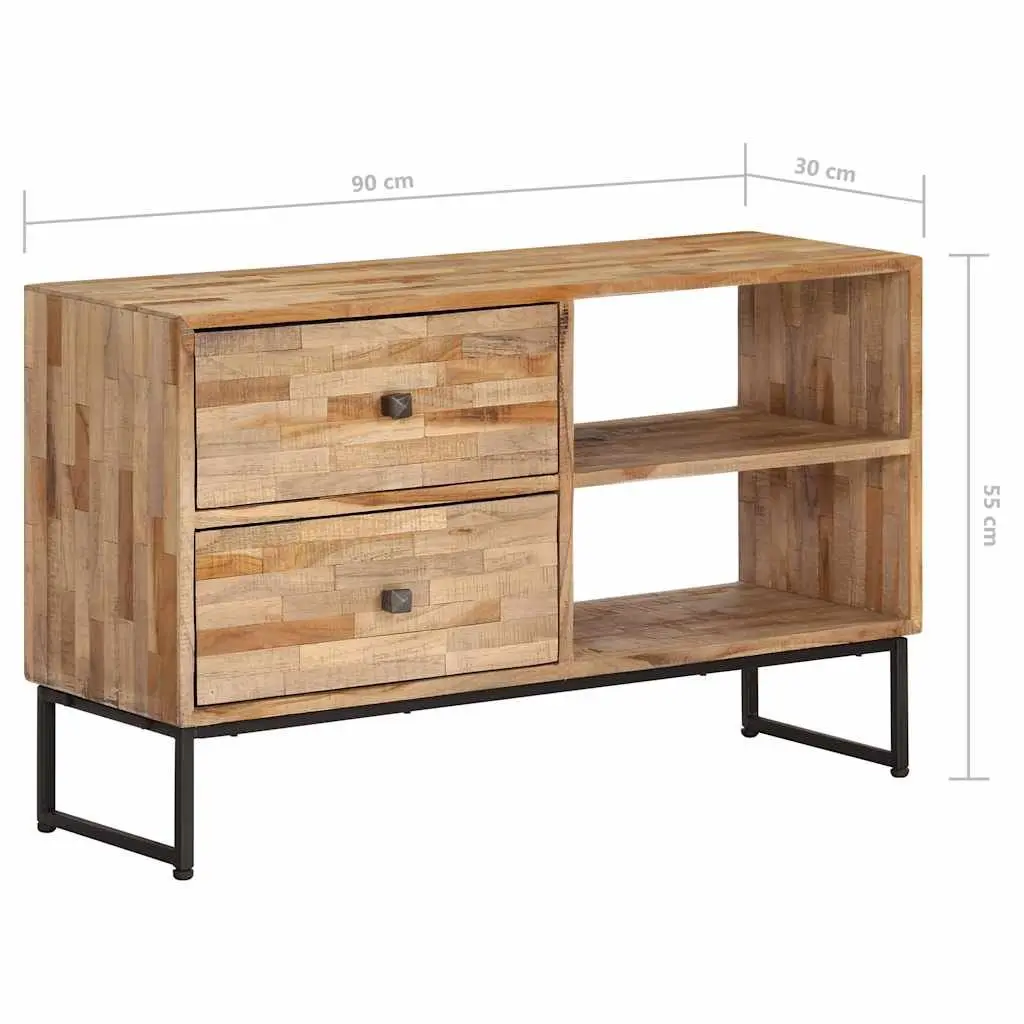 TV Cabinet Rustic Handmade 90cm Reclaimed Teak Wood Storage Unit