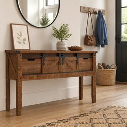 Rustic Brown Solid Fir Wood Console Table