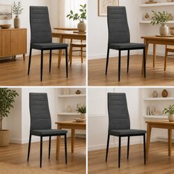 Contemporary Grey Upholstered Dining Chairs Set of 4
