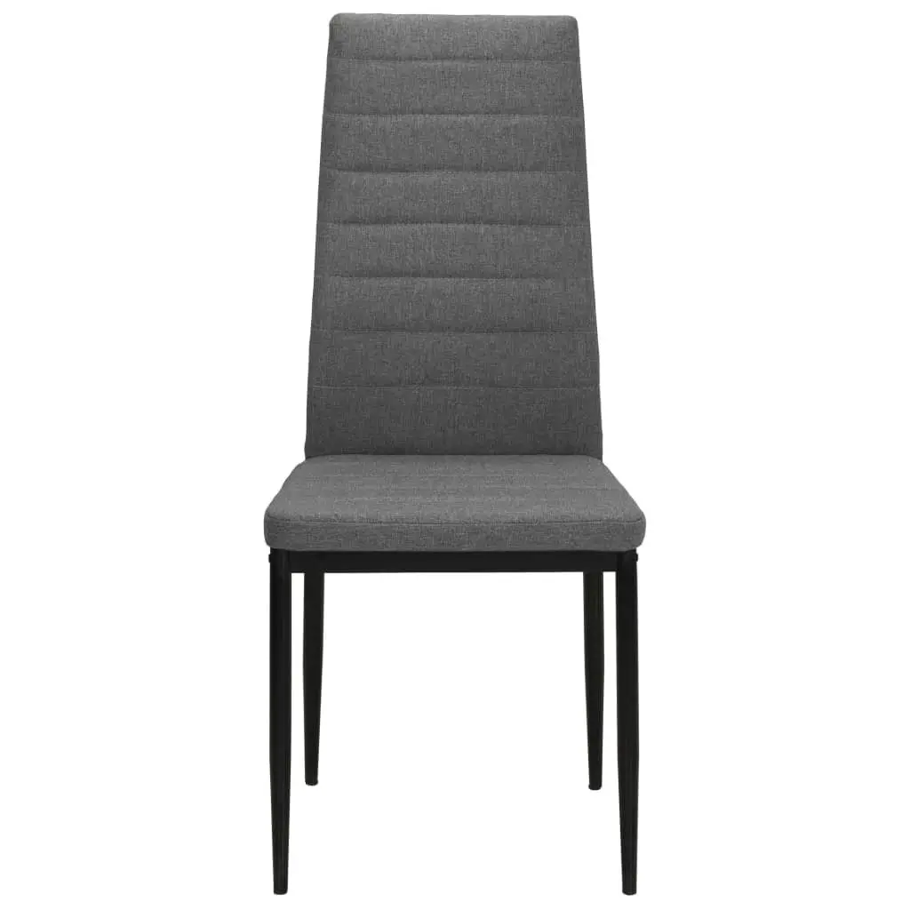 Dining Chairs 2 pcs Grey Fabric Kitchen Room Seat Padded Backrest Contemporary