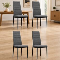 Comfortable Grey Fabric Dining Chairs Set of 4