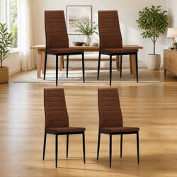 Set of 4 Brown Upholstered Dining Chairs for Comfort