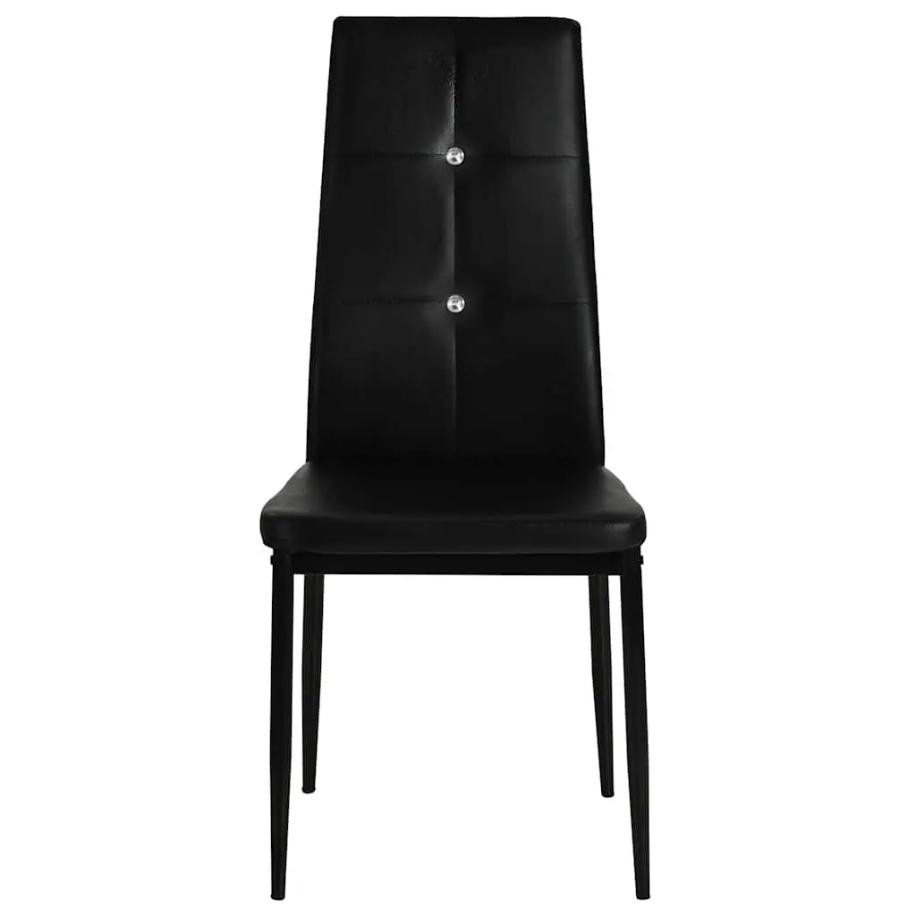 Dining Chairs 2 pcs Black Faux Leather Kitchen Room Furniture Modern Design