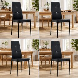 Elegant Dining Chairs Set of 4 in Black Faux Leather
