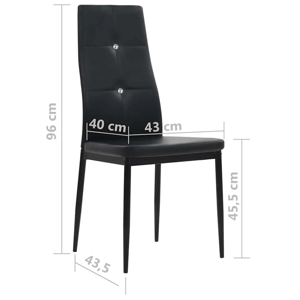 Dining Chairs Set of 4 in Black Faux Leather
