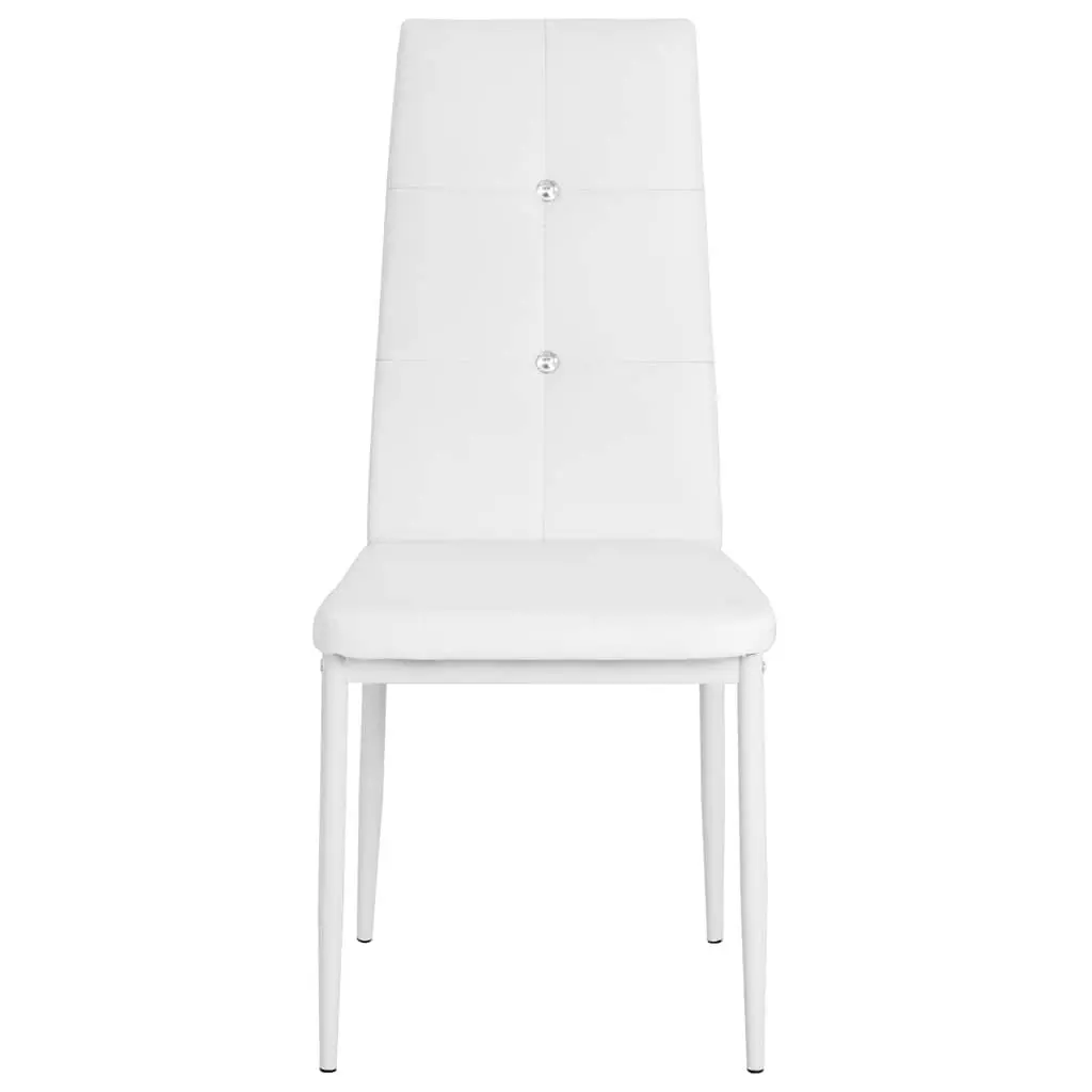 White Faux Leather Dining Chairs Set of 2