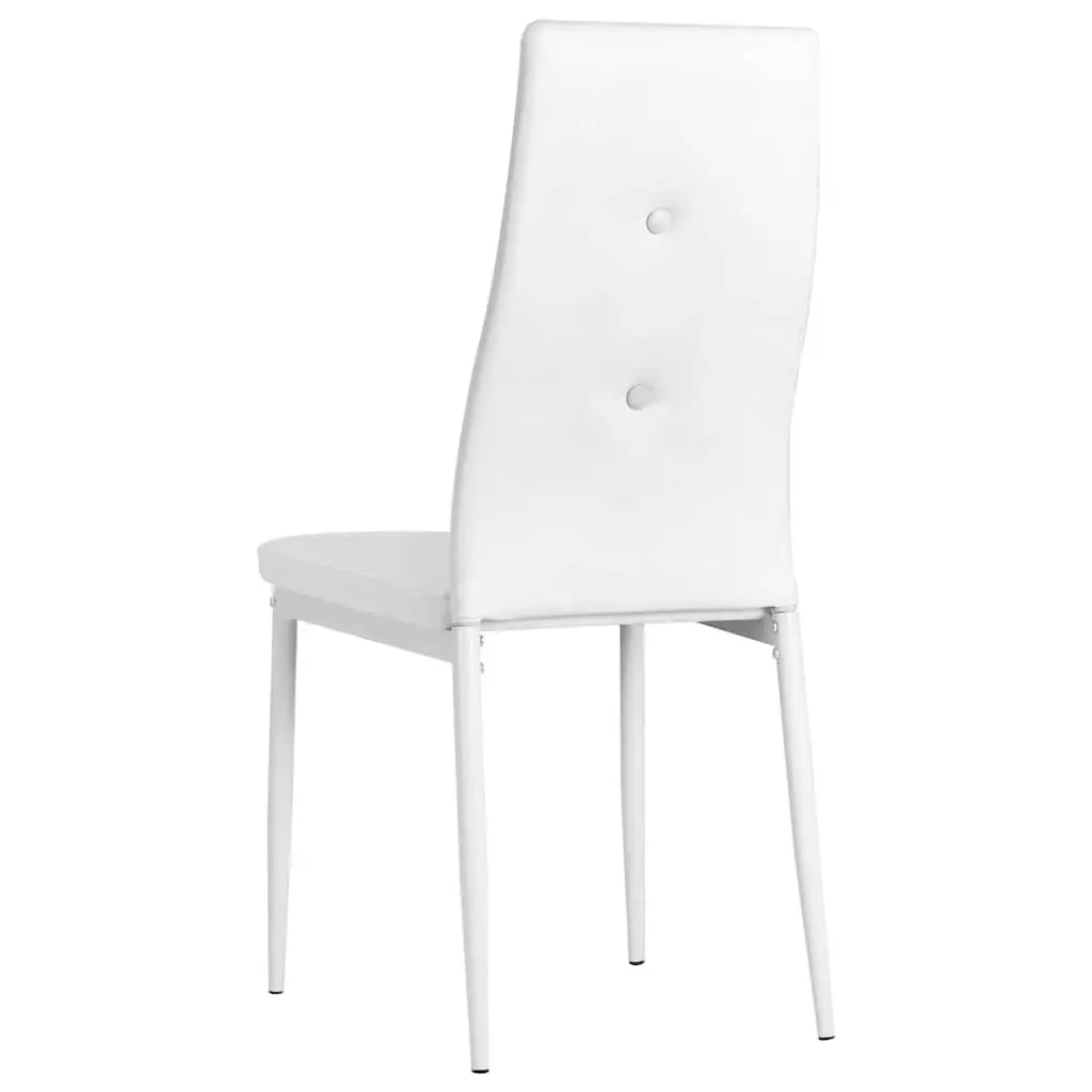 Set of 4 White Faux Leather Dining Chairs with Backrest
