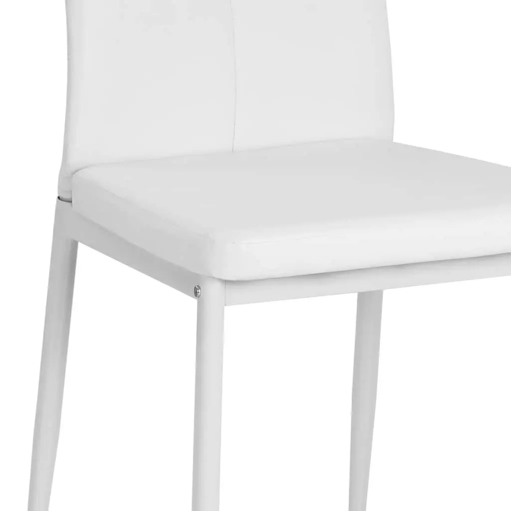 Set of 4 White Faux Leather Dining Chairs with Backrest