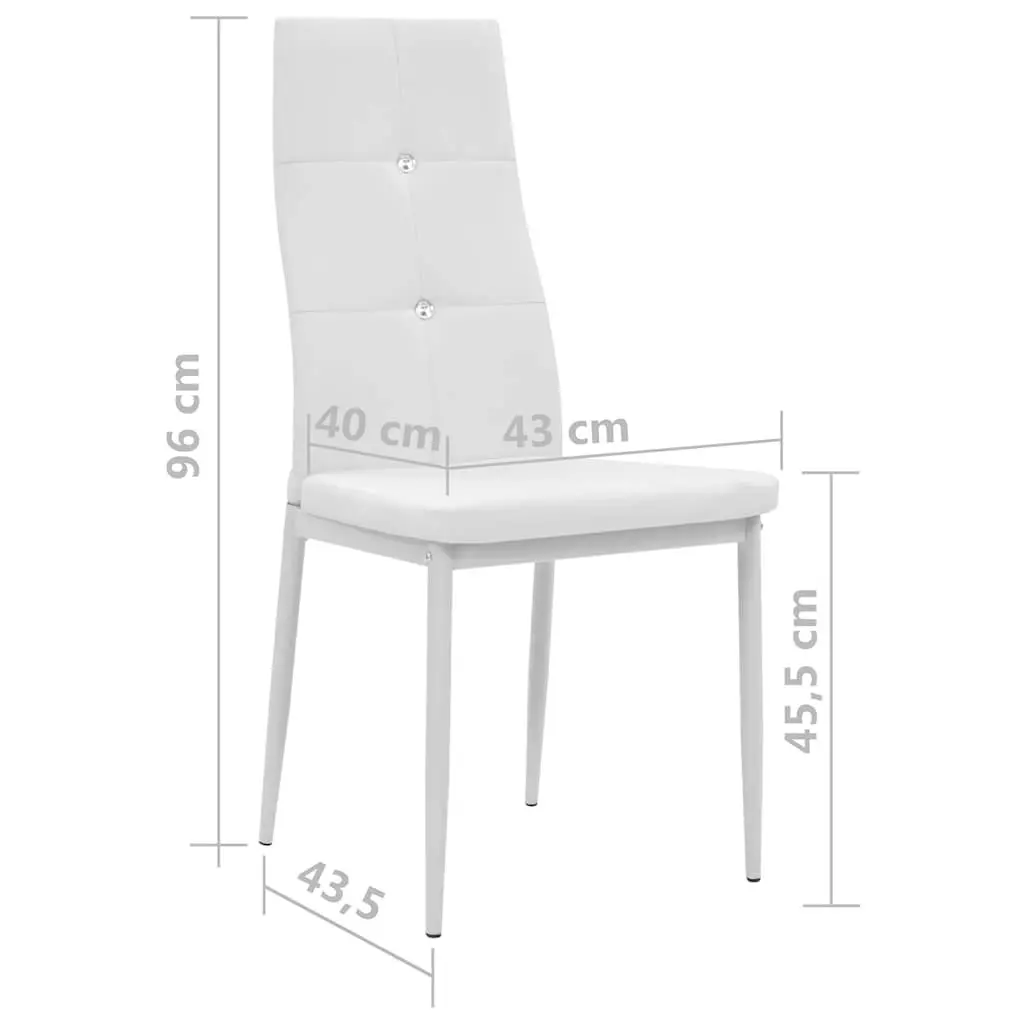Set of 4 White Faux Leather Dining Chairs with Backrest