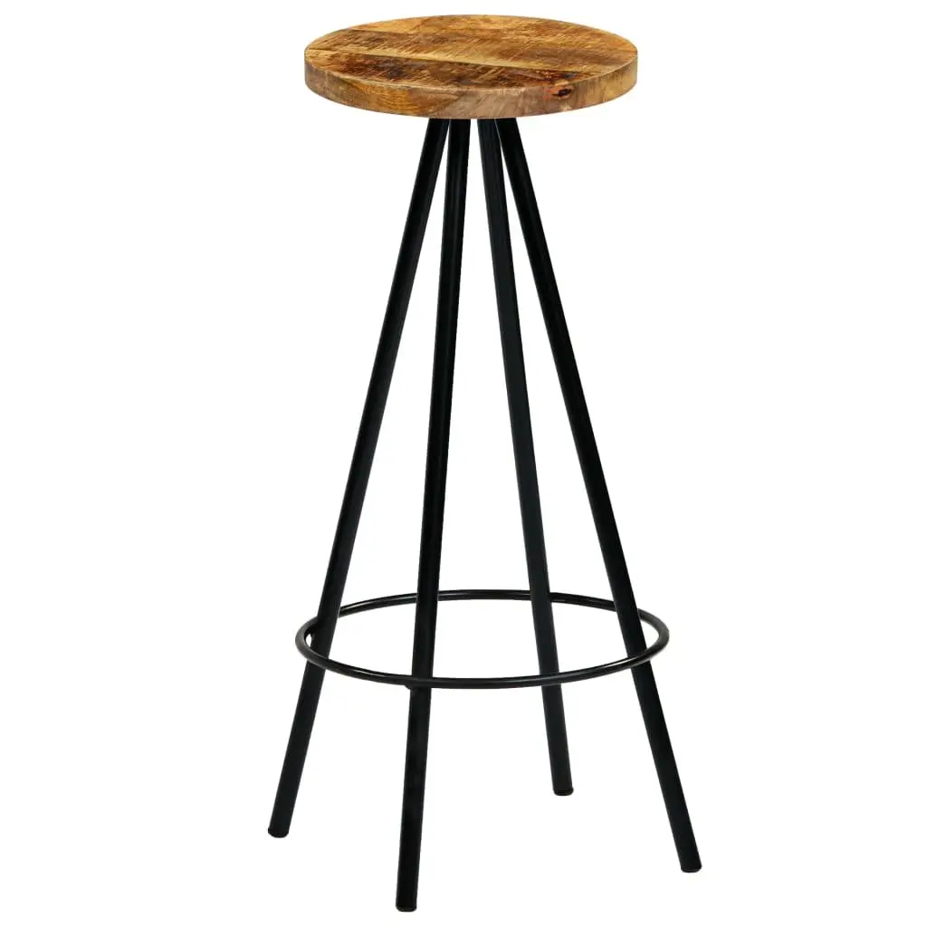 Bar Chairs 2 pcs Solid Mango Wood Bar Stools Kitchen Dining Industrial Seating
