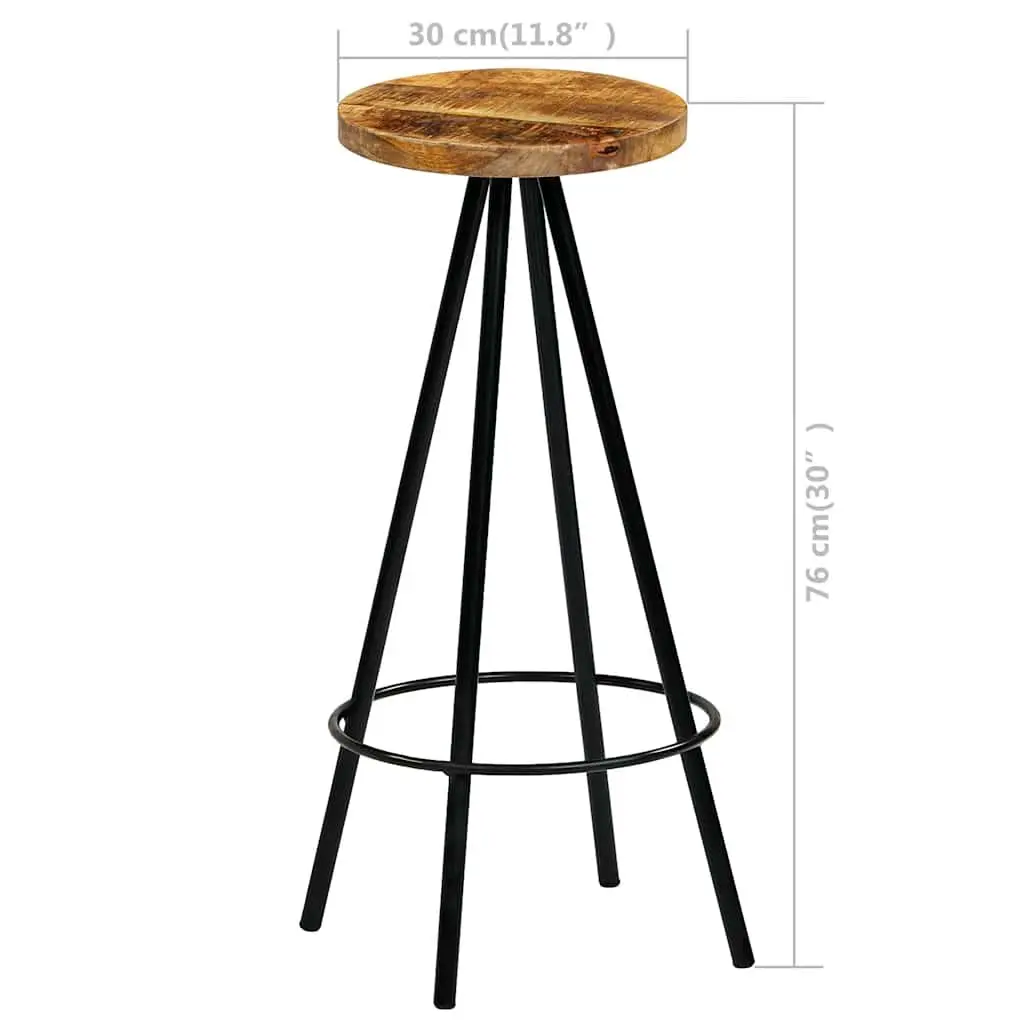 Bar Stools 4 pcs Solid Mango Wood Bar Chairs Kitchen Dining Breakfast Counter