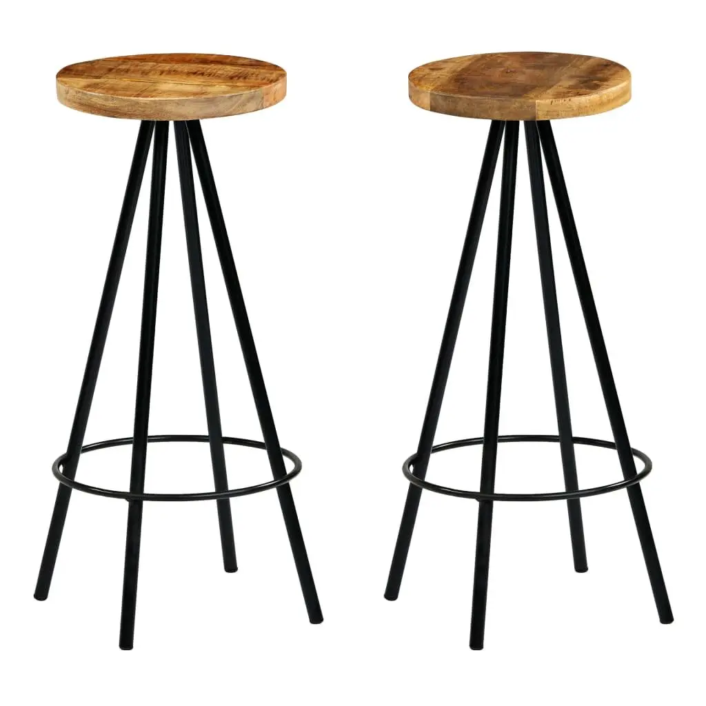 Bar Set 3 Piece Solid Mango Wood Industrial Tractor Design Kitchen Dining