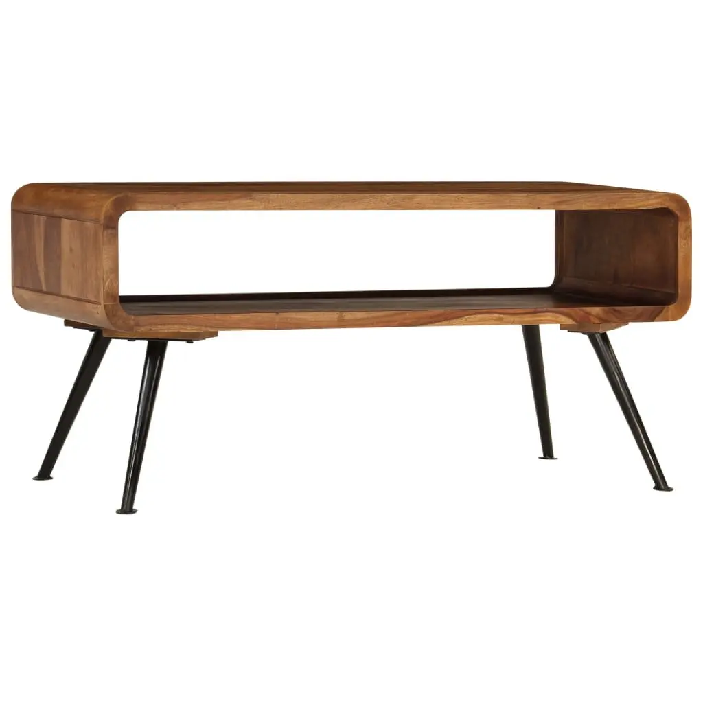 Solid Acacia Wood Coffee Table with Vintage Charm