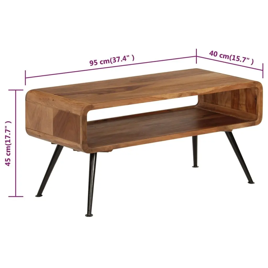Solid Acacia Wood Coffee Table with Vintage Charm
