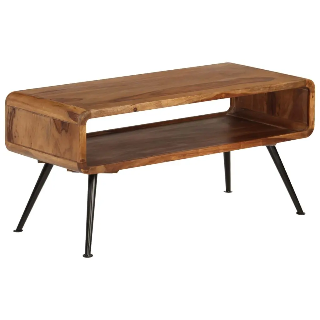 Solid Acacia Wood Coffee Table with Vintage Charm