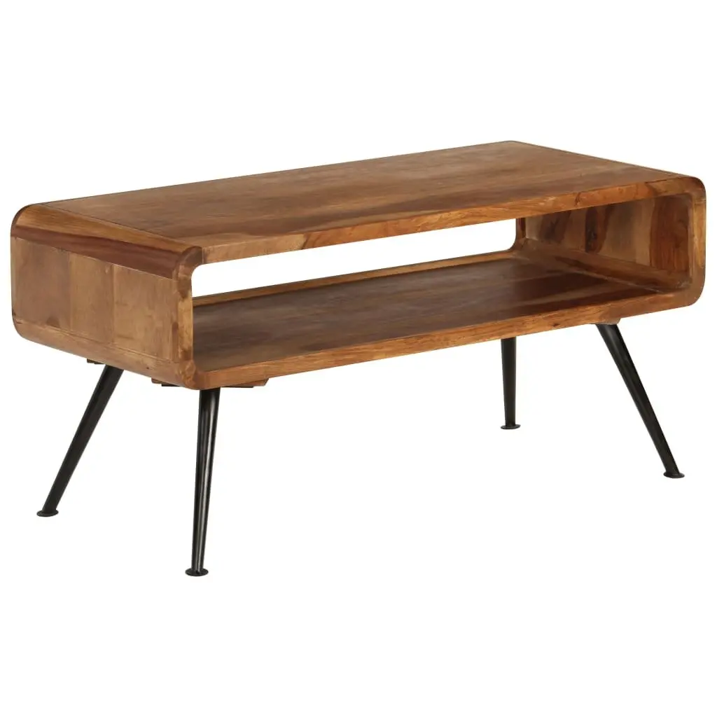 Solid Acacia Wood Coffee Table with Vintage Charm