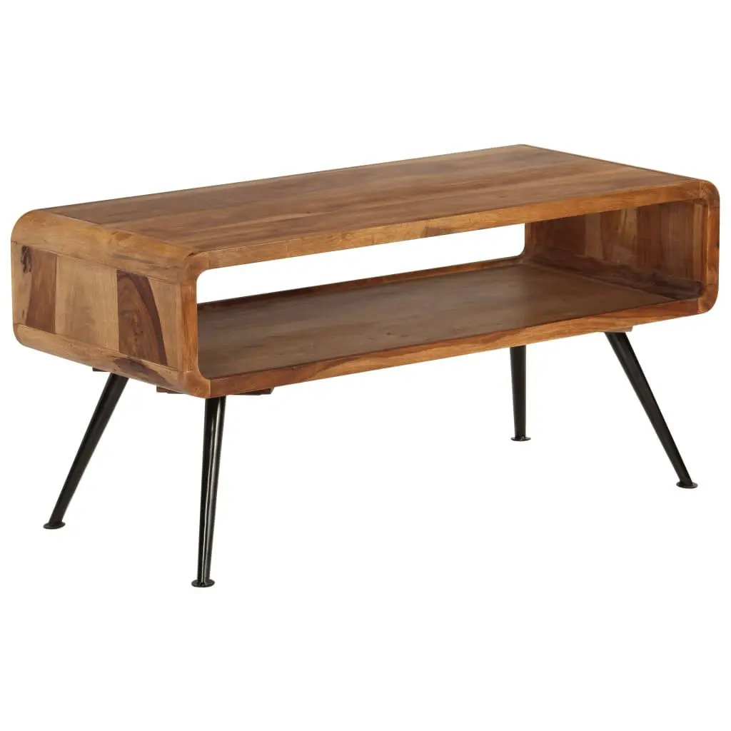 Solid Acacia Wood Coffee Table with Vintage Charm