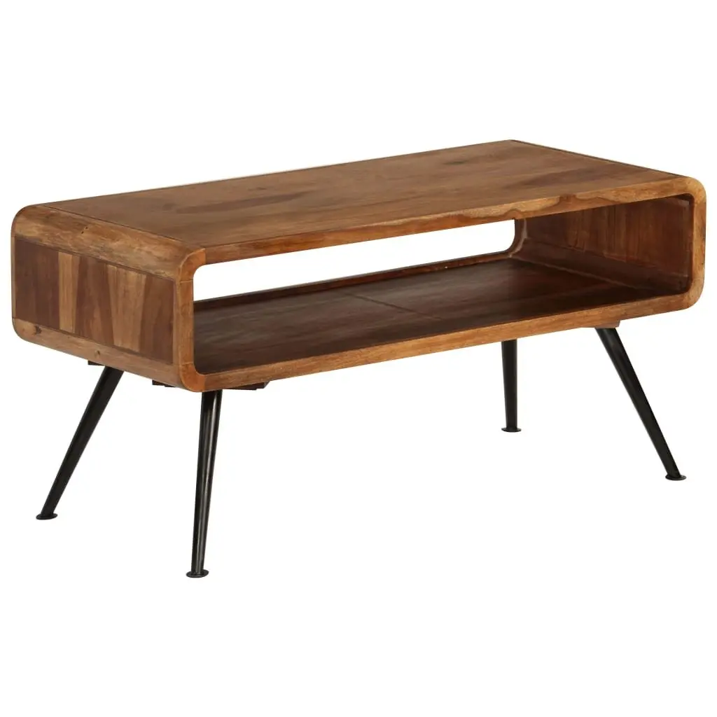 Solid Acacia Wood Coffee Table with Vintage Charm