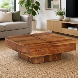 Solid Acacia Wood Coffee Table 80x80x30 cm in Brown