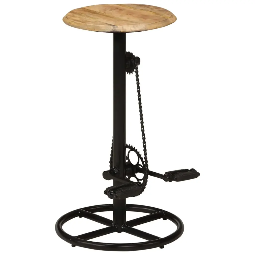 Set of 2 Solid Mango Wood Bar Stools with Footrests