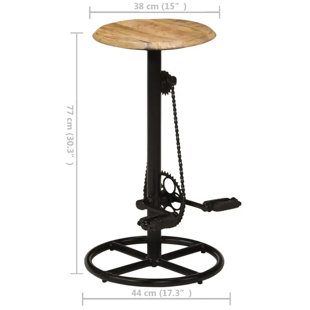 Set of 2 Solid Mango Wood Bar Stools with Footrests
