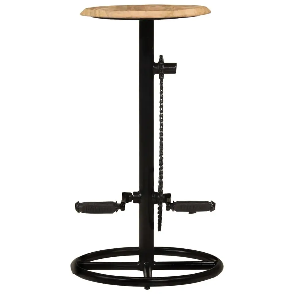 Set of 2 Solid Mango Wood Bar Stools with Footrests