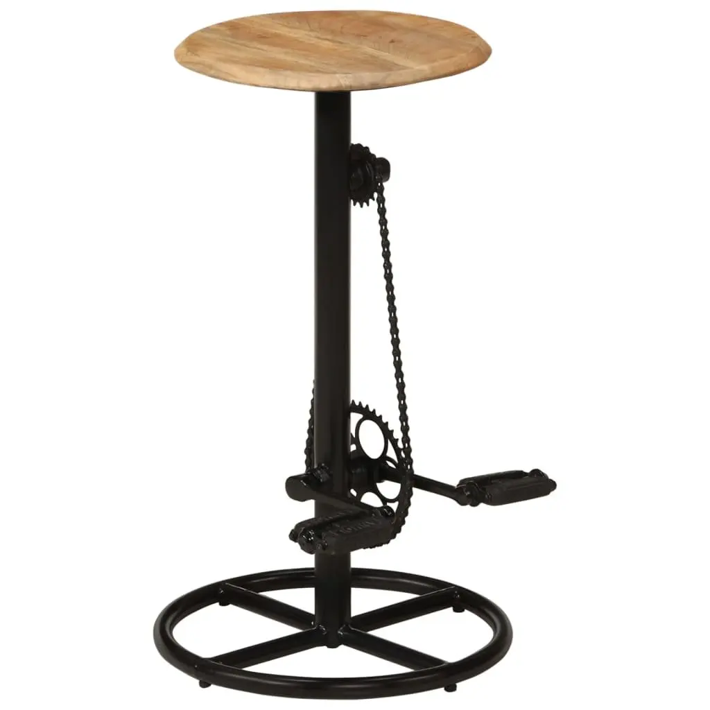 Set of 2 Solid Mango Wood Bar Stools with Footrests