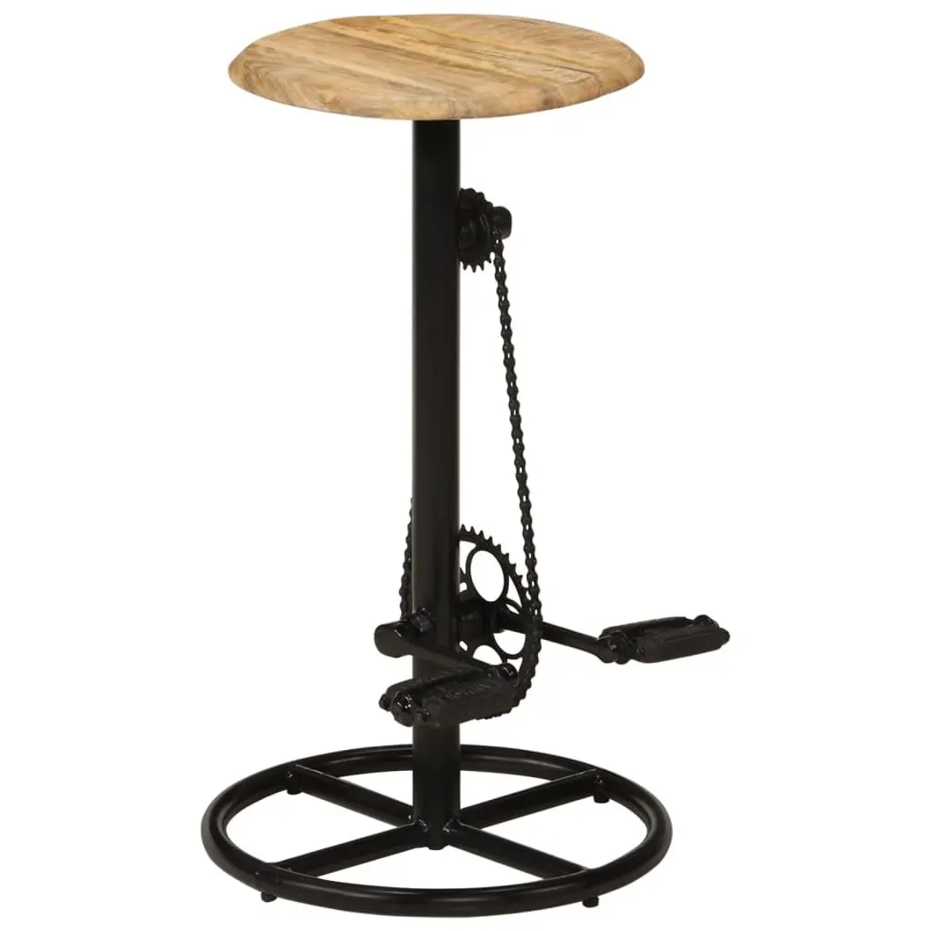 Set of 2 Solid Mango Wood Bar Stools with Footrests
