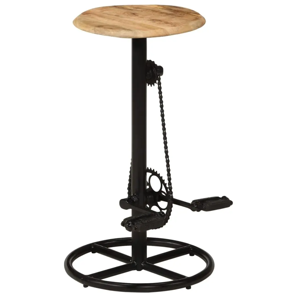 Set of 2 Solid Mango Wood Bar Stools with Footrests