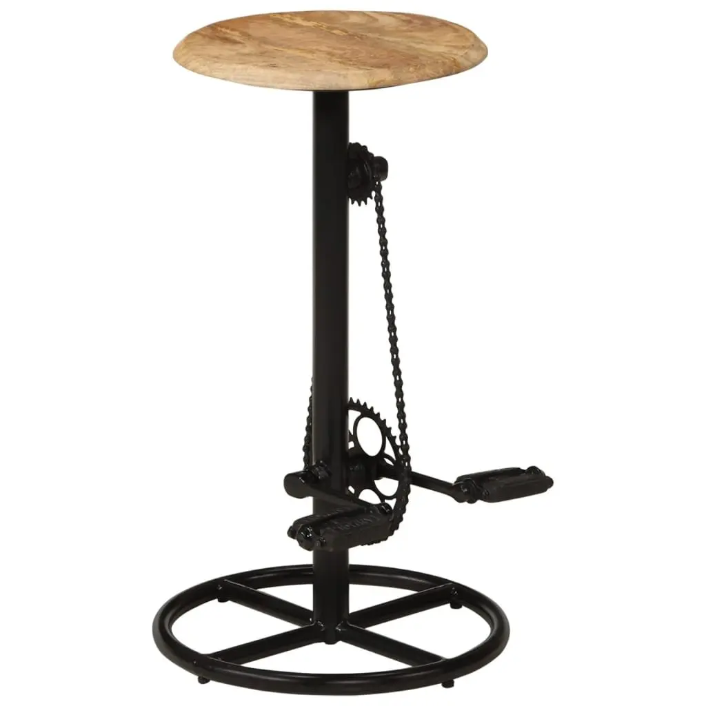 Set of 2 Solid Mango Wood Bar Stools with Footrests