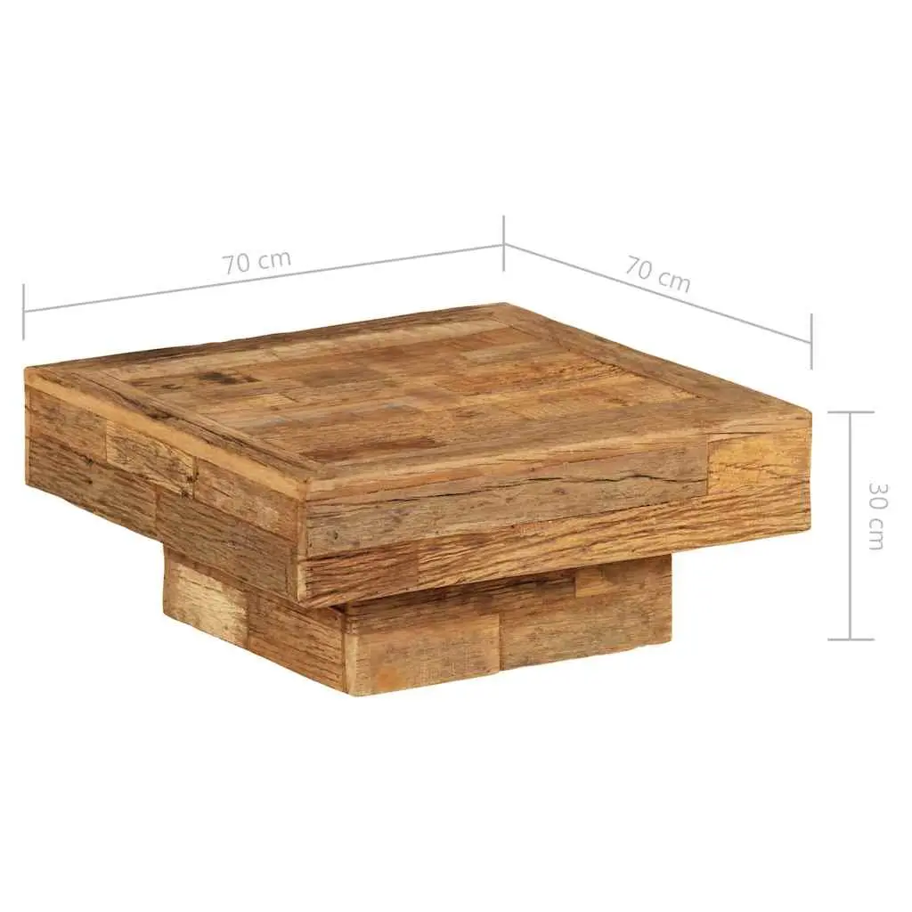 Coffee Table Vintage Retro 70x70x30cm Solid Reclaimed Wood Brown