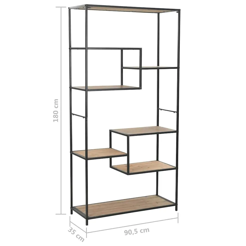 Bookcase Industrial Style 90.5cm x 35cm x 180cm Solid Firwood Steel Frame