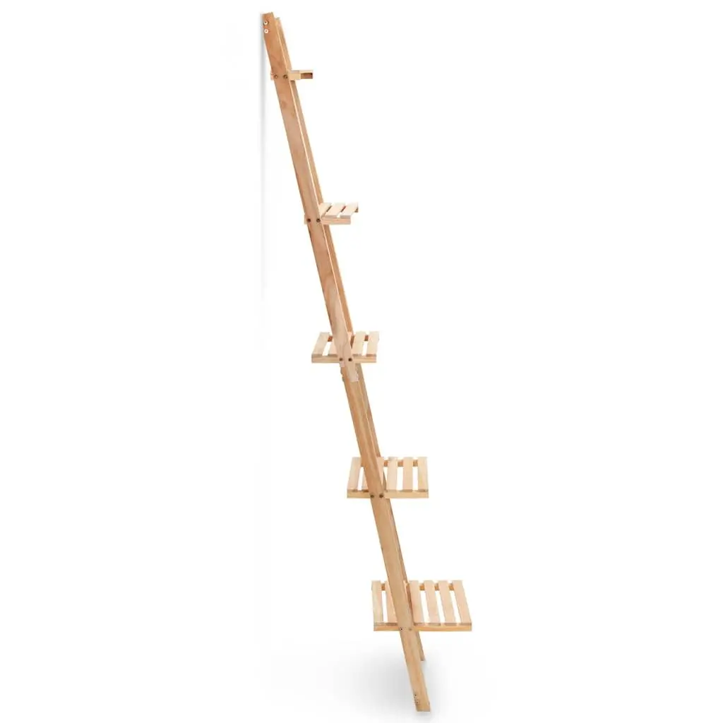 Ladder Wall Shelf Beige Solid Cedar Wood Display Unit