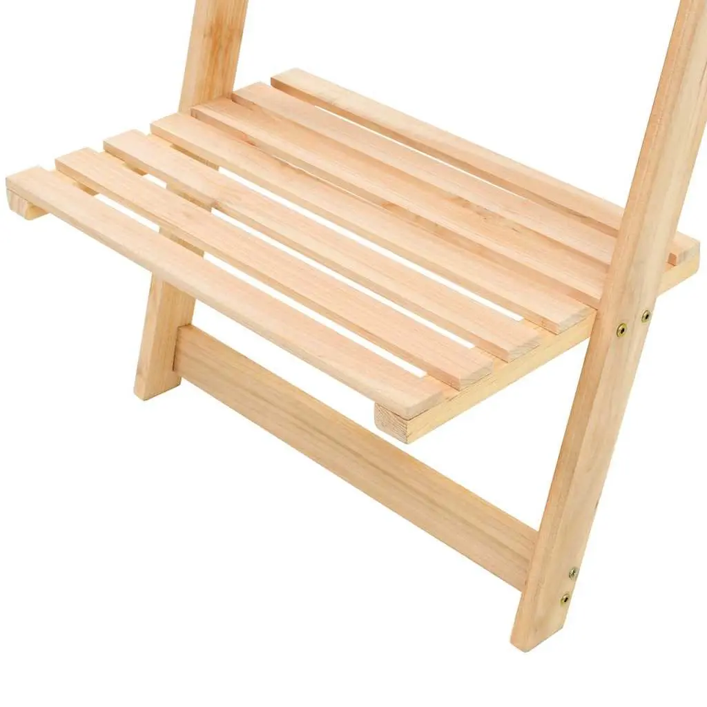 Ladder Wall Shelf Beige Solid Cedar Wood Display Unit