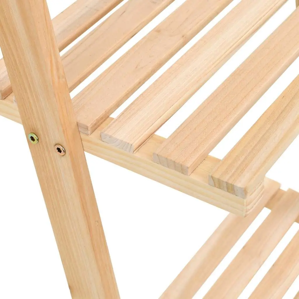 Ladder Wall Shelf Beige Solid Cedar Wood Display Unit