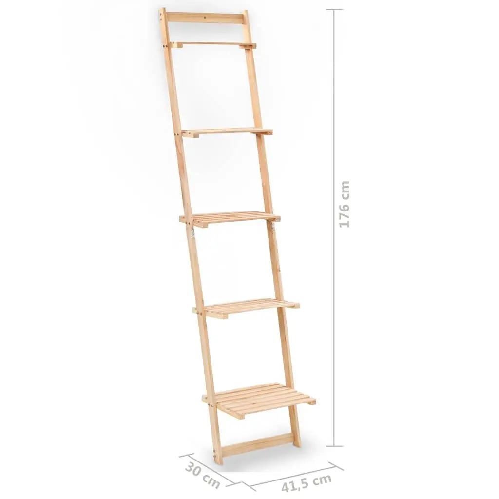 Ladder Wall Shelf Beige Solid Cedar Wood Display Unit