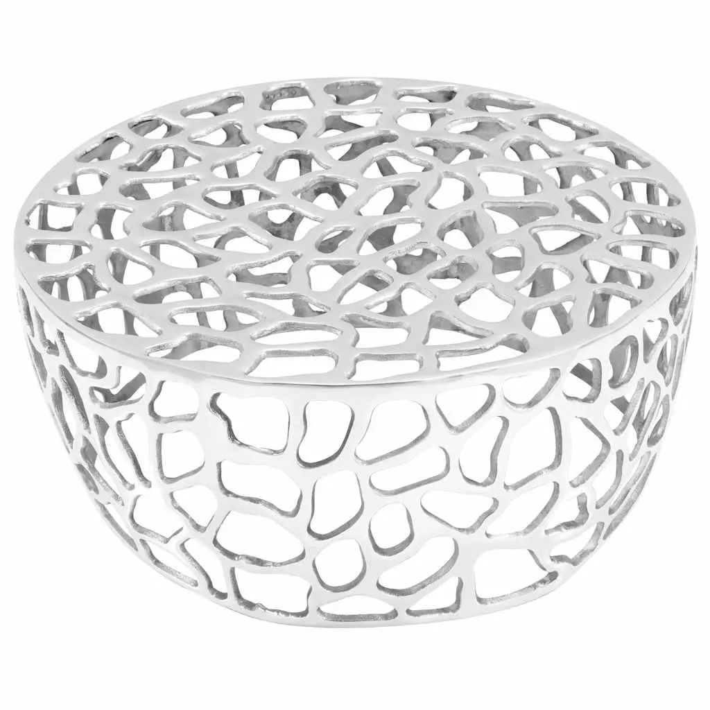 Cast Aluminium Coffee Table Silver 70x30cm Sturdy Accent Side Table for Living Room Decor