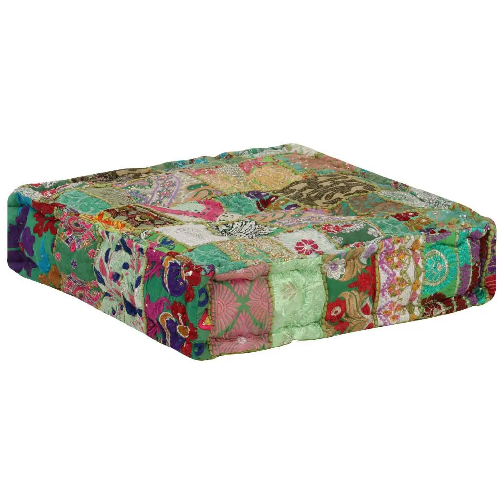 Patchwork Pouffe Square Handmade Foot Rest Stool Ottoman 50x50cm Multicolour